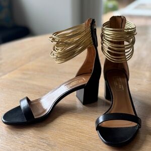 Aquazurra black leather spin me around cuff sandal Women's 36.5